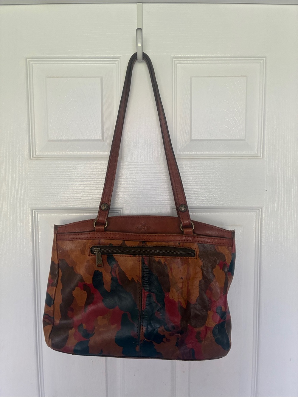 Patricia Nash Poppy Tote Leather Shoulder Bag Sienna Sunset Camo Floral Print